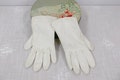 Vintage Beaded Cotton Gloves - Winter White - Size 7