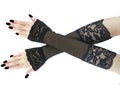 Tulle women gloves, black sleeves gothic gloves with lace fingerless evening long warmers, goth womens costume elbow length gloves all sizes