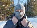 Grey Balaclava, Ski mask for woman/ men , Balaclava mask, Knit balaclava hood , Wool  full face mask, Neck gaiter