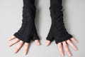 Cuddly WRIST WARMERS with DEFECT- with Seam Structure - black