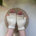 Handknitted fingerless mittens/merino soft wool/simple and cozy