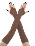 Elegant womens brown gloves, sleeves opera gloves, burlesque glamour evening extra long gloves, fingerless gloves dance costume all sizes