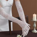 Long Tulle Lace Bridal Gloves – Sheer Ivory Wedding Gloves for Bride, Elegant Arm-Length Gloves for Church, Garden or Photoshoot