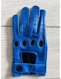 Designer Blue Leather Driving Gloves – Men’s Premium All-Blue Driving Gloves with Reverse Stitching, Soft Genuine Leather Handwear