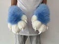 Sky Blue Fursuit Hand Paws With Claws, Anime Cosplay Paws, Blue Furry Paws For Halloween Costume Party