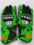 Green VR46 Dainese Motorbike Racing Gloves Genuine Leather – Durable & Protective Motorcycle Gear