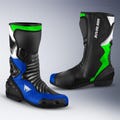 Custom Kawasaki Style Motorbike Boots, Kawasaki Motorcycle Racing Boots, Digital Printed Leather Boots With Safety Armors for Men and Women