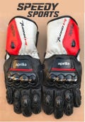 Aprilia Tuonov4 MOTOGP Motorbike Racing Leather Gloves - Made In Genuine Cowhide Leather - With Free Shipping