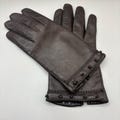 VTG Leather Gloves Sz 7 Brown Knit Fabric Lined Unbranded