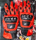 Premium Style Hayabusa Motorcycle CowhideKangaroo Leather Racing Gloves Motorbike Riding Gloves | Red and Black Racing Gloves