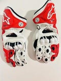Real Leather Alpinestars GP Pro Race Track Gloves Cowhide/Kangaroo Leather |  Moto Rider Street Biker Gear – Red & White Racing Gloves–