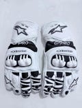 Real Leather Alpinestars GP Pro Race Track Gloves Cowhide/Kangaroo Leather |  Moto Rider Street Biker Gear – Black & White Racing Gloves–