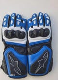 Alpinestars blue black gloves Genuine cowhide leather biker gloves with certified protection unisex racing gear gift for rider