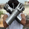 Articulated Gothic Gauntlets – Chrome Steel Knight Gloves for LARP & Cosplay
