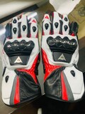 Dainese White And Black With Red Lining motorcycle Racing Gloves, Leather Motorbike Glove- CE -Certified | - Top grain Cowhide Leather Glove