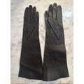 Vtg Women's Leather Black Long Gloves Size 6 Made In Italy NEW