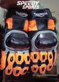 Triumph MOTOGP Motorbike Racing Leather Gloves - Made In Genuine Cowhide Leather - With Free Shipping