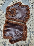 Gentle handmade leather brown fingerless gloves for woman