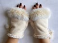 Fingerless Gloves Winter Gloves Cream Gloves Hand Warmers Warm Mittens Faux Fur Gloves Women's Accessories