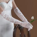 Elegant Ivory Lace Bridal Gloves – Long Vintage Opera Wedding Gloves for Bride, Romantic Formal Evening Accessories, lace party gloves