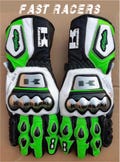 Kawasaki Motorbike MOTOGP Racing Leather Gloves - Made In Genuine Cowhide Leather - With Free Shipping