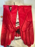 New Vintage Madova Firenze RED Leather Gloves. Silk Lined. ITALY Sz 7