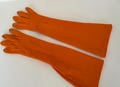 Vintage Long Pumpkin Brushed Nylon Ladies Gloves