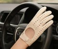 Women's Leather Driving Gloves – Waterproof, UV Protection, Non-Slip Grip, Perfect for Outdoor Activities, Cycling, and Driving