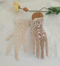 Antique Edwardian crochet cream/Ecru cotton gloves bobble buttons