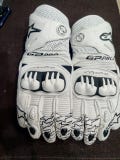 Alpinestars New GP Pro Race Track Gloves Cowhide/Kangaroo Leather | Moto Rider Street Biker Gear – Black & White Racing Gloves–