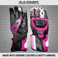 Custom Pink Motorcycle Racing Leather Gloves, Pink Motorcycle Gloves, Pink Motorbike Racing Gloves, Premium Leather Gloves for Men and Women