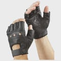 Premium Black Leather Fingerless Motorcycle Gloves – Comfortable Durable Riding Gear for Men & Women