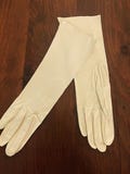 Vintage French Kid Leather Wedding Opera Gloves Antique White Made in France Freddy
