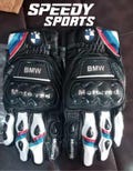 BMW MOTOGP Motorbike Racing Leather Gloves - Made In Genuine Cowhide Leather - With Free Shipping