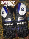 BMW R1250GS MOTOGP Motorbike Racing Leather Gloves - Made In Genuine Cowhide Leather - With Free Shipping