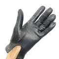 Vintage black leather geometric topstitch short driving gloves