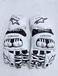 Alpinestars GP Pro Racing Gloves – Premium Motorcycle Protective Gear – White & Black Leather – Track and Street Use
