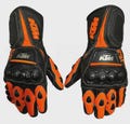 KTM Motorbike Racing Leather Gloves, Genuine Cowhide Leather Gloves, Motorcycle Riding Leather Gloves for Bikers, Gift For Him/Her