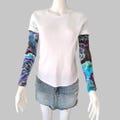 Festival Outfit. Fingerless Long Gloves Tie-Dye Arm Warmers Set 2 Piece . Personalized Unique Fashion Gift For Her Girlfriend. Multi Colored