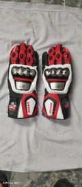 Ducati Corse Red Black White Motorcycle Racing Leather Gloves – CE Approved Protective Biker Gloves with Knuckle Armor
