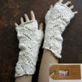Hand-knitted arm warmers, fingerless gloves with thumb, wrist warmers, seamless made from 100% alpaca, natural product, undyed, hand-spun