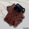 Brown Leather Half Finger Gloves for Riders Diamond Design, Leather Gloves, Genuine Leather, Winter Gloves, Driving Gloves