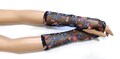Multicolored, On black background embroidery, Stylized flowers, Arm Warmers, Edwardian, Aristocrat, Elegant and Comfortable, IDEAL for HER