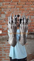 Silver / Black Medieval Nazgul Wearable Gloves Set Pair Armor Battle Steel Armor Gauntlets Gift for Men Gifts Costume Fathers Gift Christmas