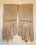 Vintage Driving Gloves 1960s Thin Beige Leather Driving Gloves Cutouts Perforations Made in Italy Mid Century 7 71/2