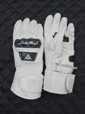 Men’s White Motorcycle Racing Gloves | Premium Leather Biker Gloves | Protective Motorbike Riding Gear | Dainese Style