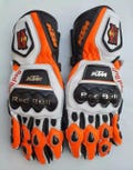KTM MOTOGP Motorbike Racing Leather Gloves - Made In Genuine Cowhide Leather - With All Customization