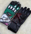 Alpinestars Green Leather Gloves - Motorcycle Racing Gloves - Protective Motorcycle Gear