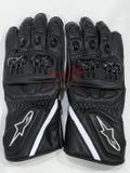 Stylish Black Alpinestars Leather Gloves - Motorcycle Racing Gloves - Protective Motorcycle Gear