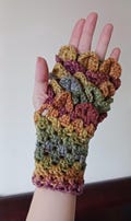 Crocheted Fingerless Dragon Scale Gloves - Autumn